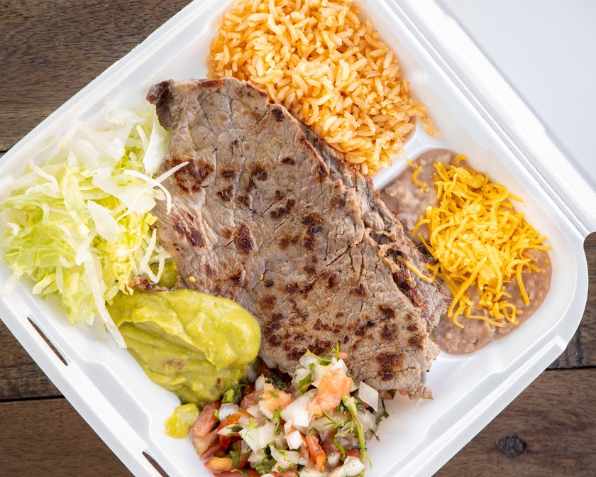 Order #12 Carne Asada Combination Plate food online from Alfredos Mexican Food store, El Monte on bringmethat.com