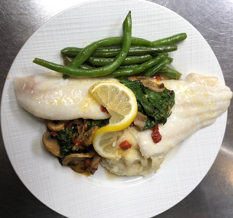 Order Gluten Free Haddock Milan _ food online from The Grapevine Restaurant & Catering store, Buffalo on bringmethat.com
