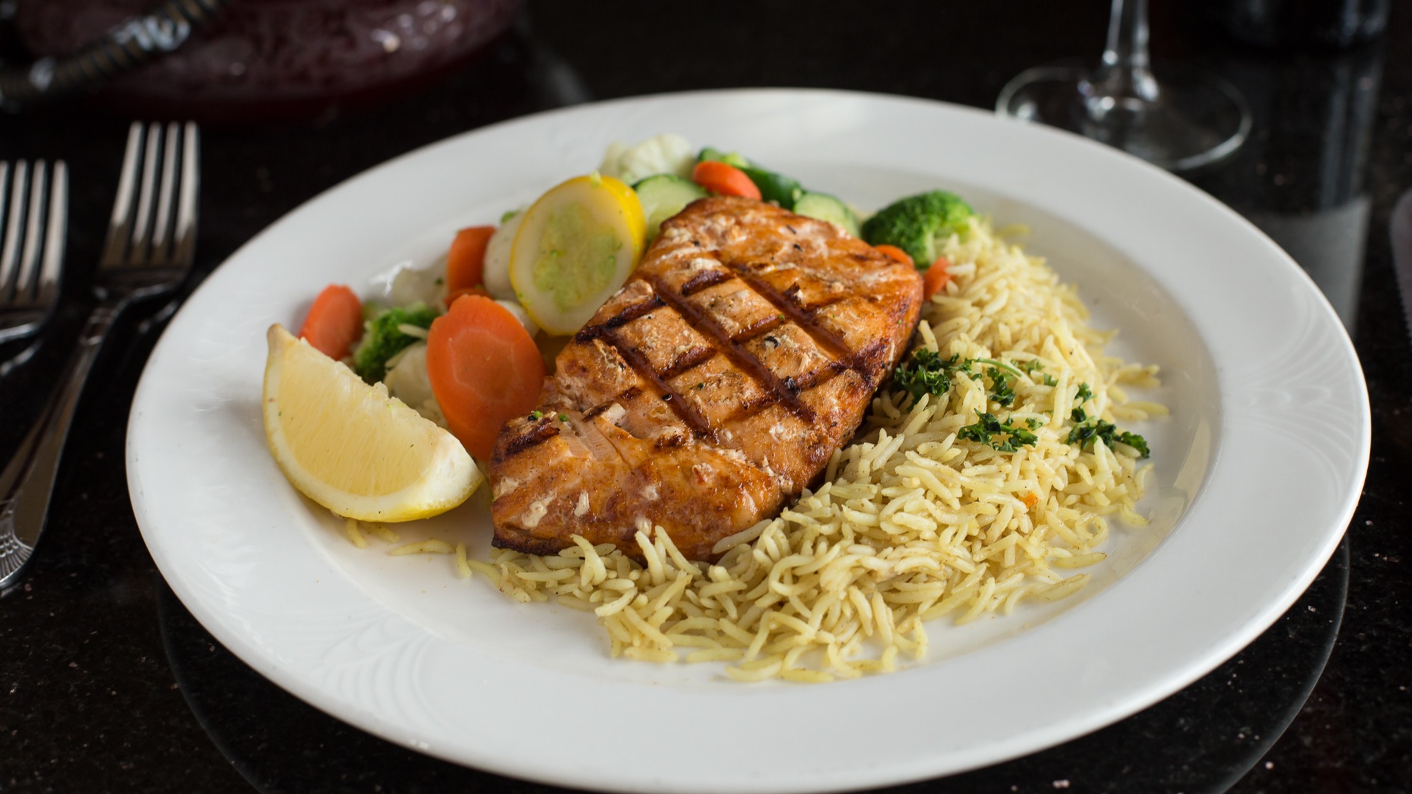 Order Grilled Salmon food online from Casablanca store, Milwaukee on bringmethat.com