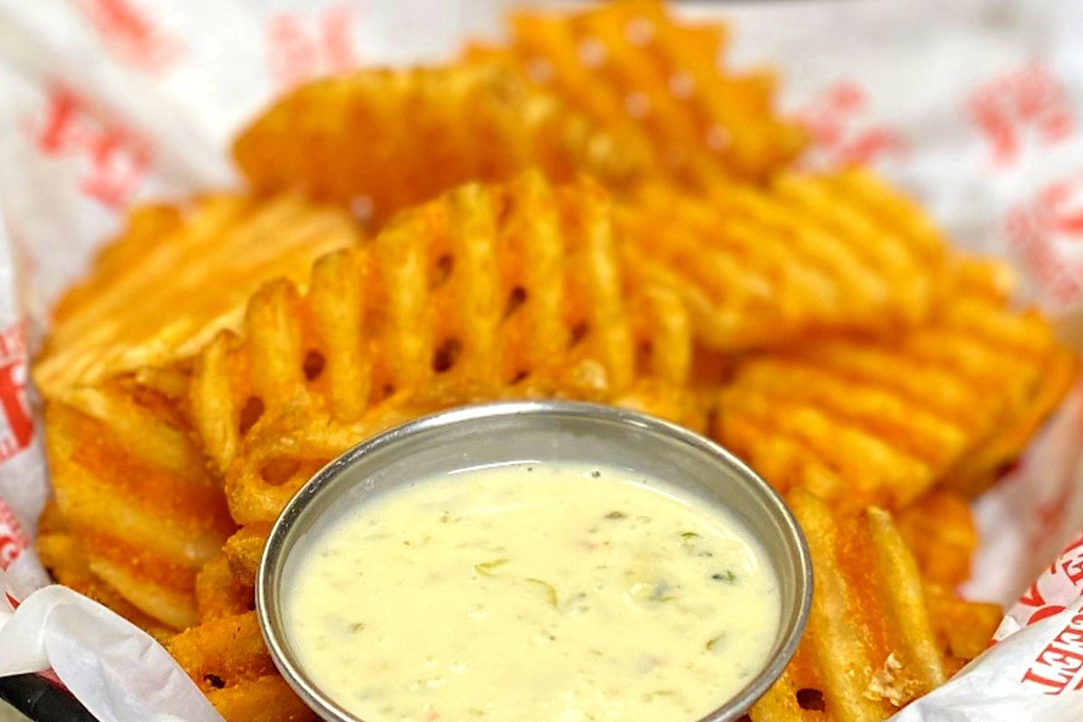 Order SEASONED WAFFLE FRIES WITH GRINGO DIP food online from 54th Street Grill and Bar store, Arnold on bringmethat.com