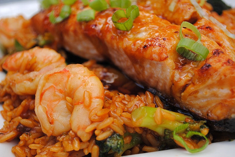 Order Oriental Salmon and Shrimp food online from Gourmet Grill store, Brooklyn on bringmethat.com