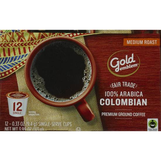 Order Gold Emblem Fair Trade Colombian Premium Ground Coffee Single-Serve Cups, 12 CT food online from CVS store, SAN ANTONIO on bringmethat.com
