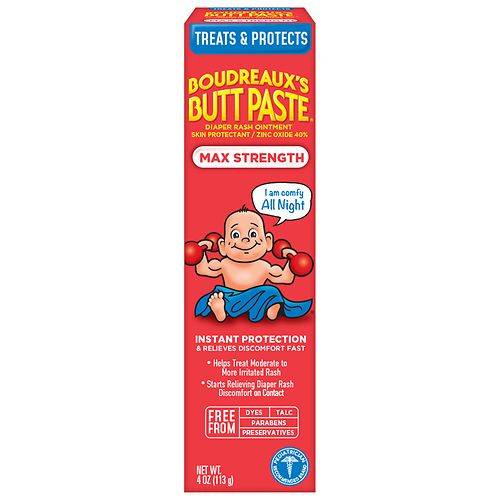 Order Boudreaux's Butt Paste Diaper Rash Ointment, Maximum Strength - 4.0 oz food online from Walgreens store, CLEARWATER BEACH on bringmethat.com