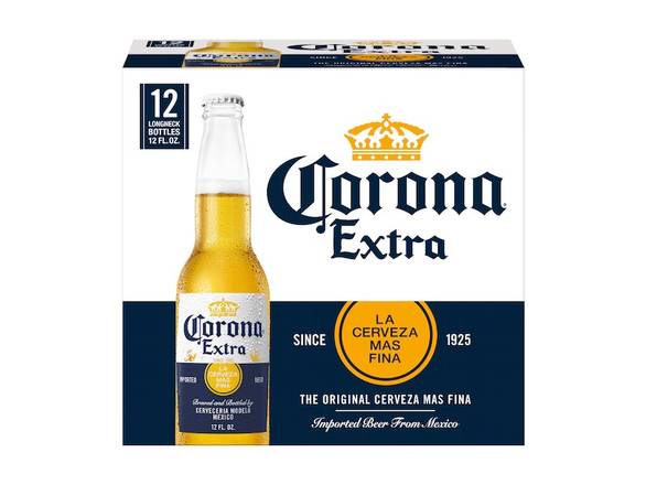 Order Corona Extra Lager Mexican Beer - 12x 12oz Bottles food online from Sky Liquors store, Chicago on bringmethat.com