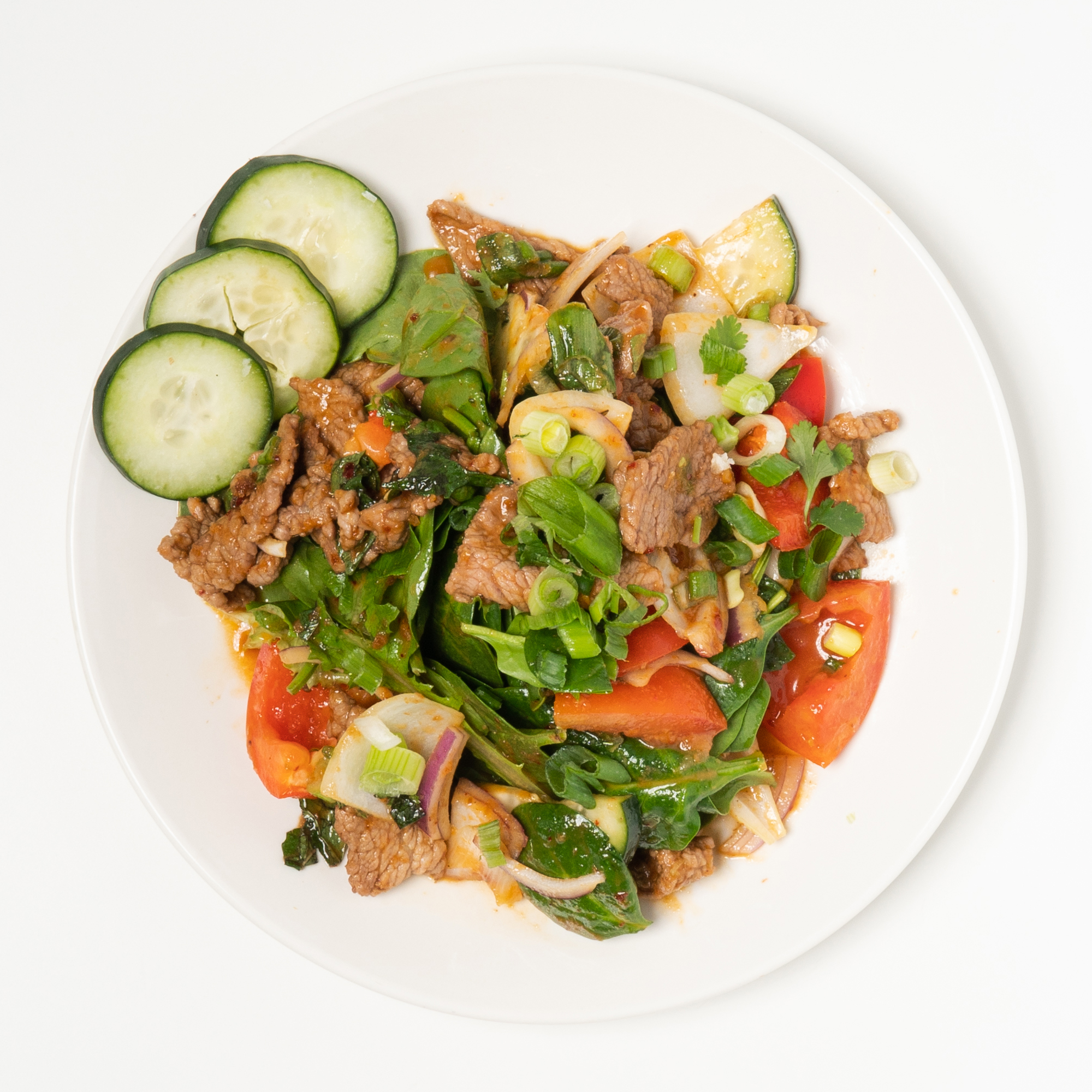 Order 13. Spicy Beef Salad (GF) food online from Thai Peacock store, Portland on bringmethat.com