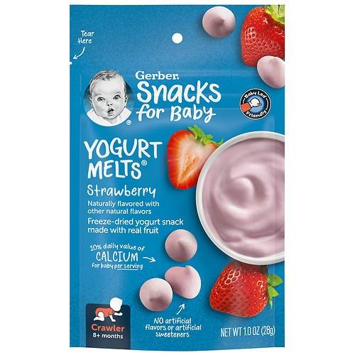 Order Gerber Snacks For Baby Crawler 8+ Months Yogurt Melts Strawberry, Strawberry - 1.0 oz food online from Walgreens store, Post Falls on bringmethat.com