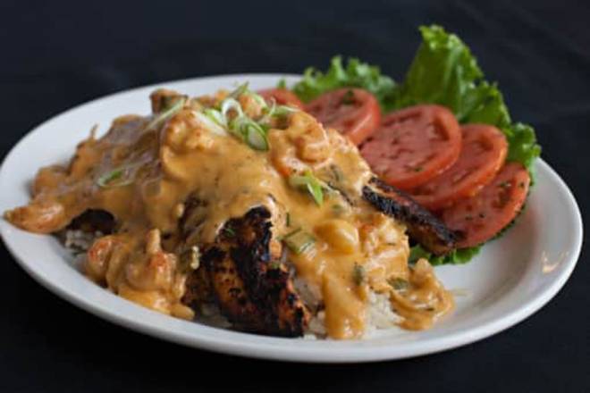 Order Smothered Catfish (dinner) food online from NoNos Cafe store, Highlands Ranch on bringmethat.com