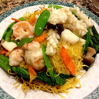 Order 12. Seafood Pan Fried Noodle food online from The Kung Fu store, Lansing on bringmethat.com