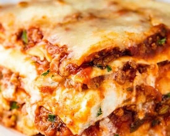 Order Homemade Meat Lasagna food online from Old Country Pizzeria store, East Weymouth on bringmethat.com