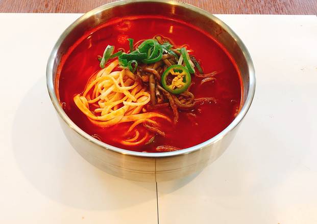 Order Spicy Beef Noodle Soup (육개장 칼국수) food online from MooBongRi store, Oakland on bringmethat.com