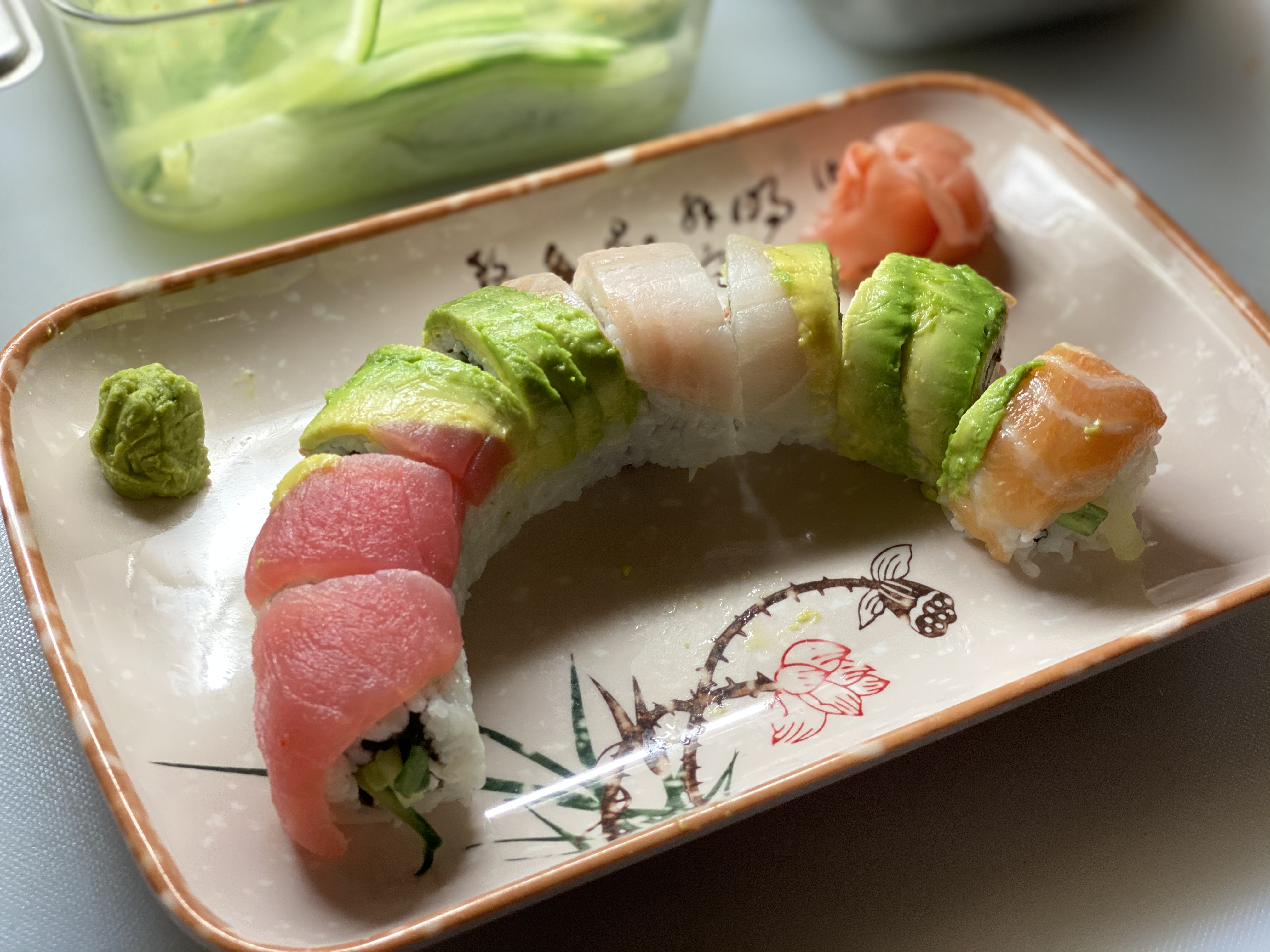 Order 93. Rainbow Roll 彩虹卷 food online from Tengu Sushi store, Newport on bringmethat.com