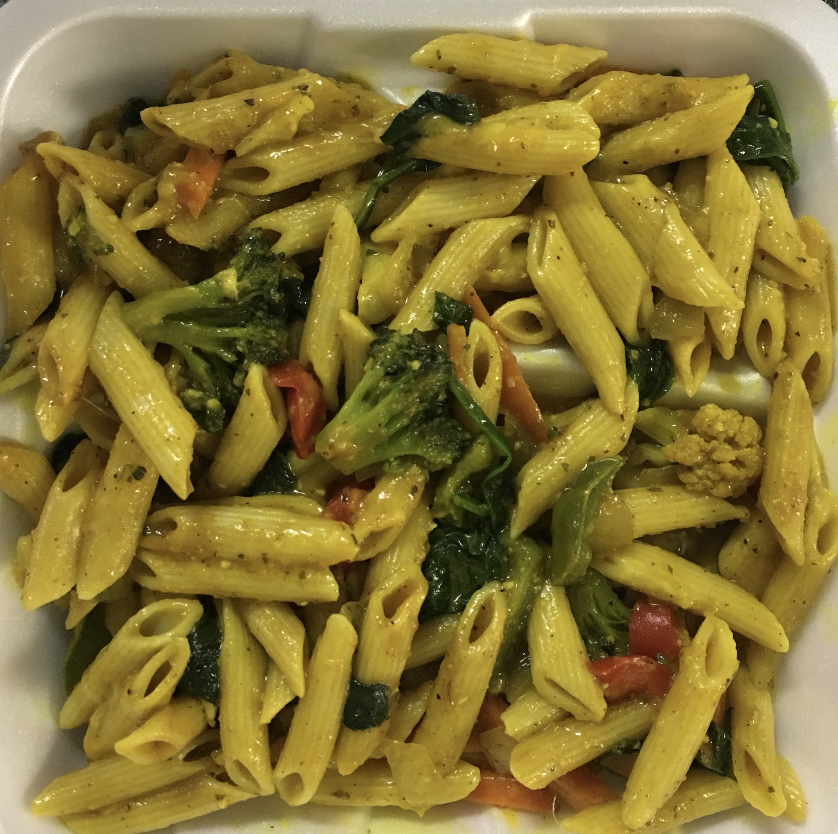 Order Curry Rasta Pasta- No pasta after 7:45pm food online from Leon's Caribbean Restaurant store, Pittsburgh on bringmethat.com