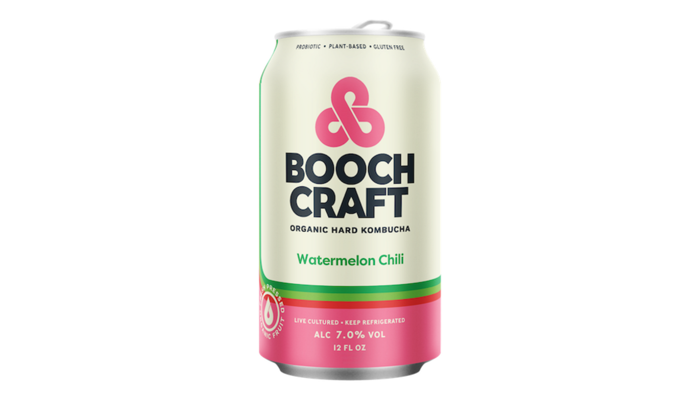 Order Boochcraft Watermelon Mint Chili Hard Kombucha 6 Pack 12oz Cans food online from Golden Rule Liquor store, West Hollywood on bringmethat.com