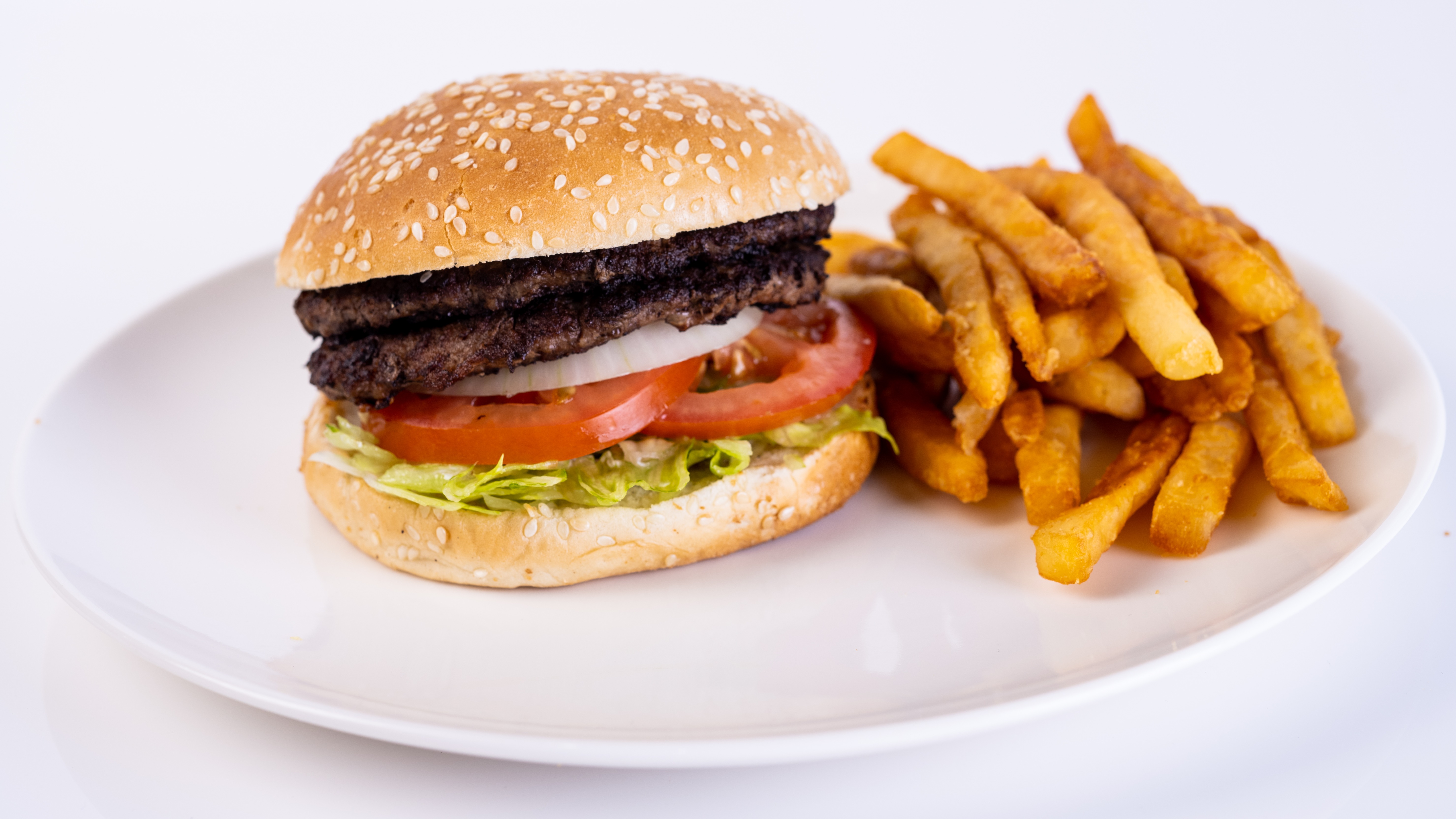 Order Double Hamburger with Fries food online from New York Chicken & Gyro store, Canoga Park on bringmethat.com
