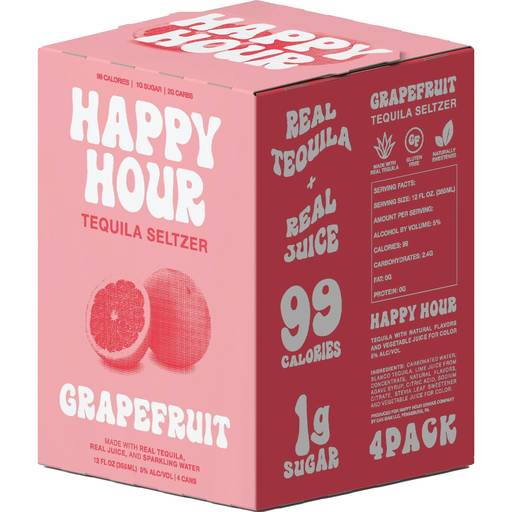 Order Happy Hour Grapefruit Tequila Seltzer (4PKC 12 OZ) 139164 food online from Bevmo! store, San Diego on bringmethat.com