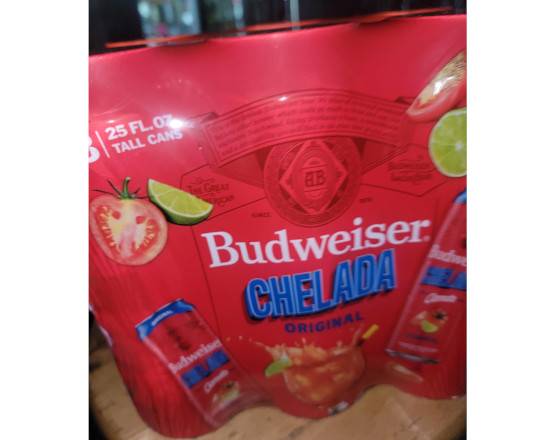 Order Budweiser Chelada 3 pk. 24 oz. (Cans) food online from Hub Market & Deli store, San Diego on bringmethat.com