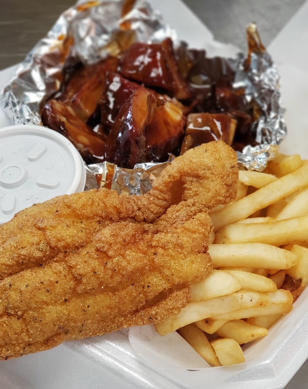 Order Rib Tip/ Catfish Combo Dinner food online from Boonie Mac Shack store, Zion on bringmethat.com