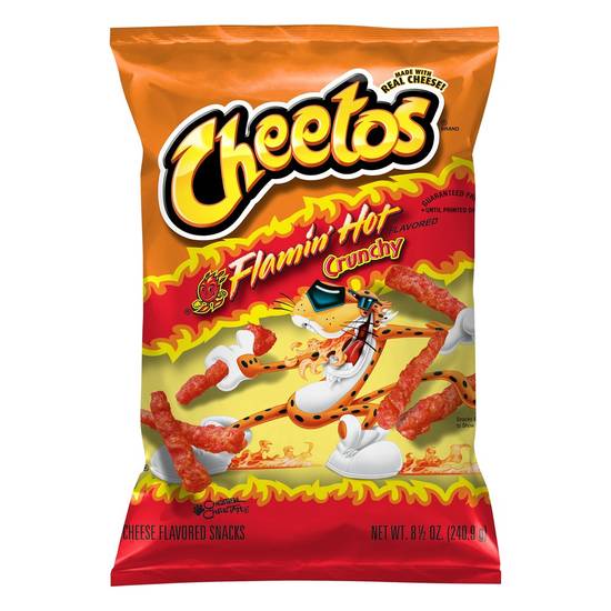 Order Cheetos · Flamin Hot Crunchy Cheese Snacks (8.5 oz) food online from Mesa Liquor store, Mesa on bringmethat.com