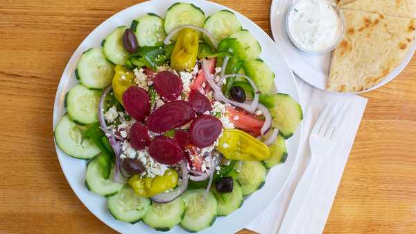 Order Horiatiki ''Village'' Salad food online from The Hungry Greek store, Hot Springs on bringmethat.com