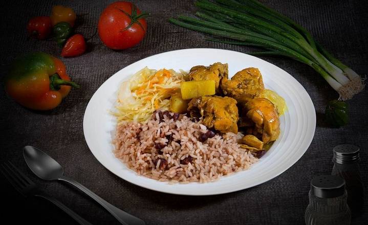 Order Curried Chicken Dinner food online from Negril Jamaican Eatery store, Silver Spring on bringmethat.com