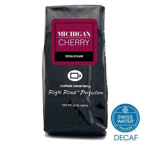 Order 12oz Whole Bean Michigan Cherry Swiss Water Process Flavored Decaf Coffee food online from The Coffee Beanery store, Wyomissing on bringmethat.com