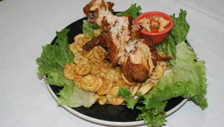 Order Pollo con Tajadas food online from El Salvador Restaurant store, Baltimore on bringmethat.com
