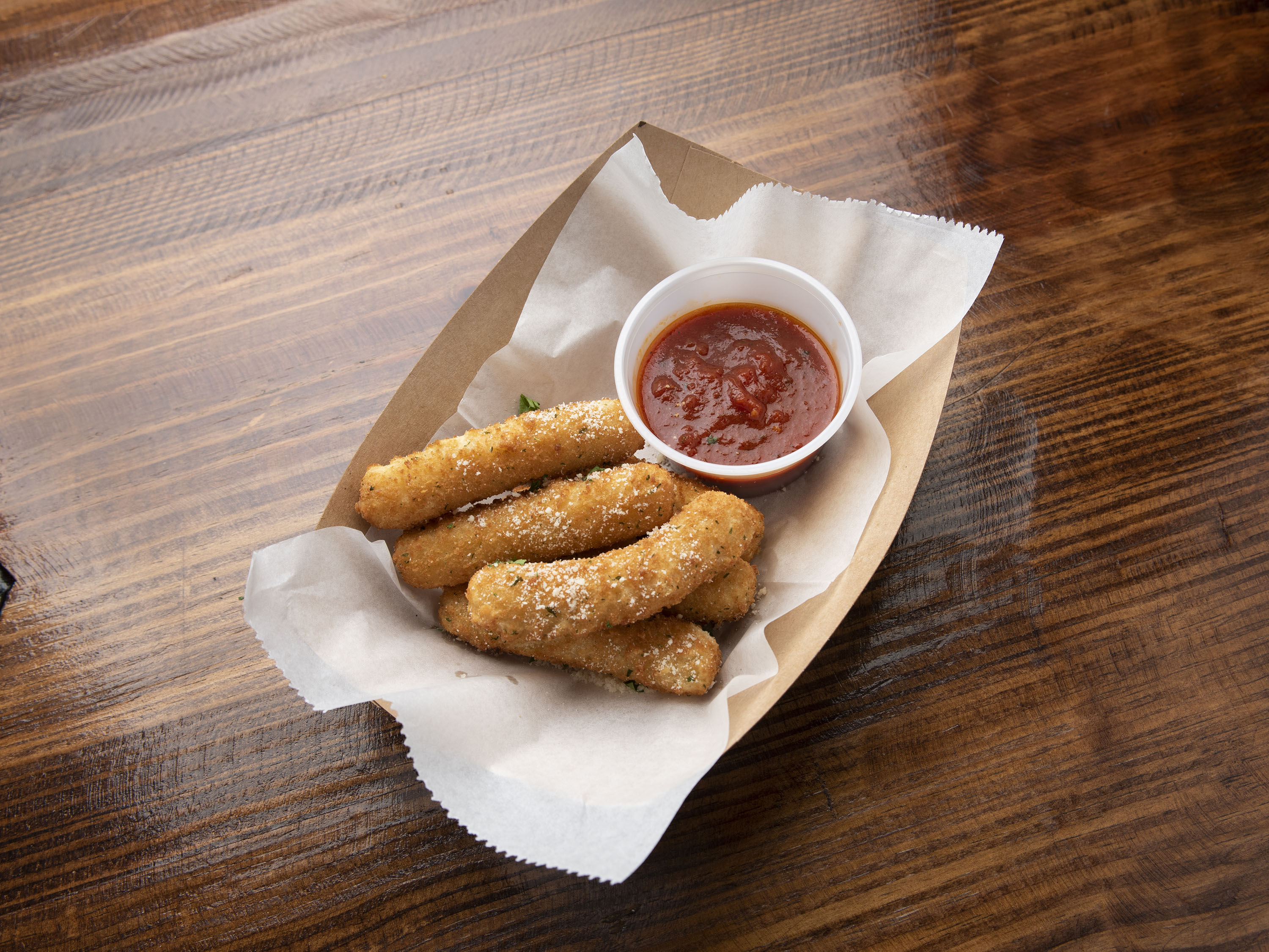 Order Mozzarella Sticks food online from The Pizzeria-Mission TX store, Mission on bringmethat.com