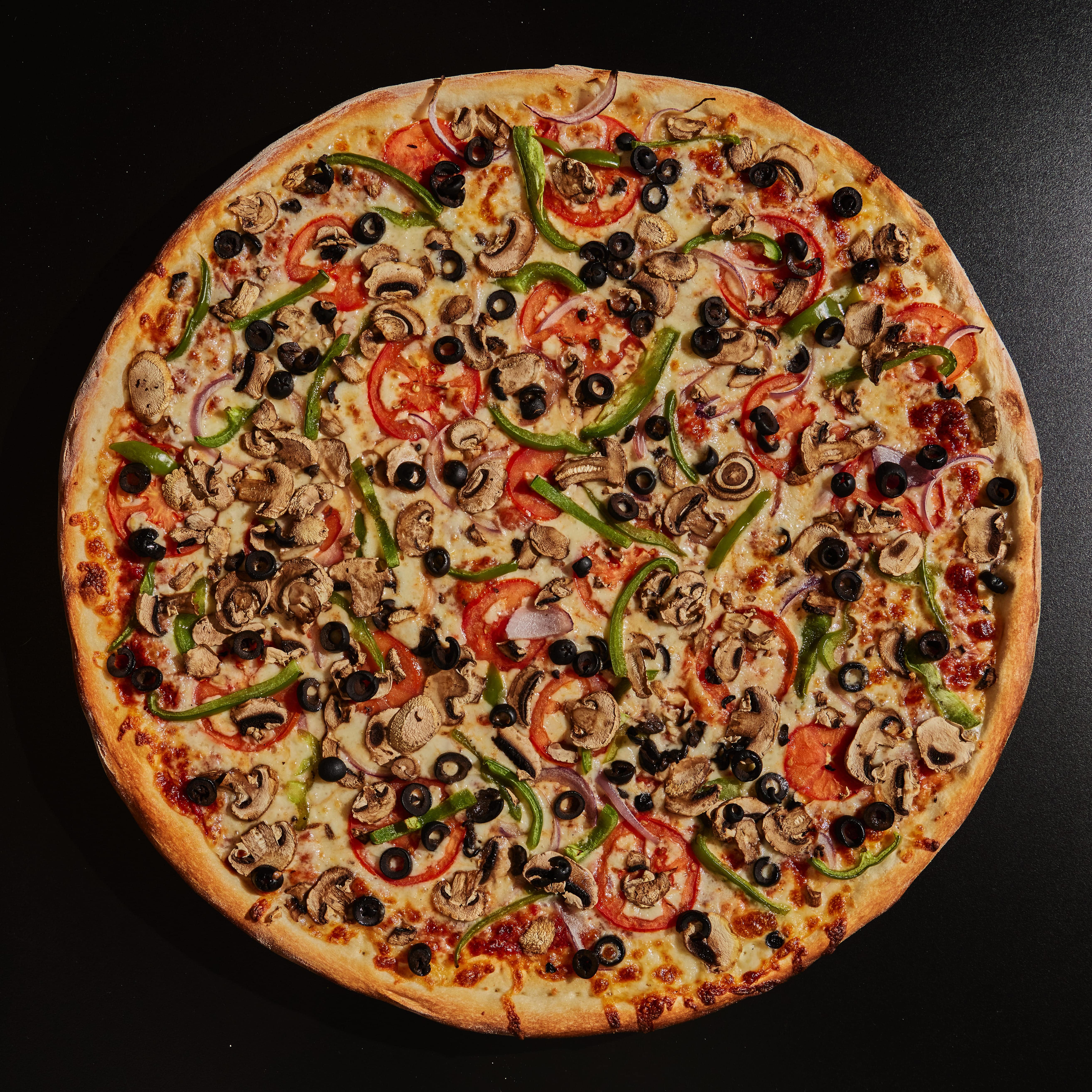 Order Veggie Pizza - Medium 14" (6 Slices) food online from The Good Life Pizza store, San Francisco on bringmethat.com