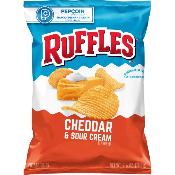 Order Ruffles Potato Chips, Cheddar Sour Cream - 2.5 oz food online from Rite Aid store, MILLER PLACE on bringmethat.com