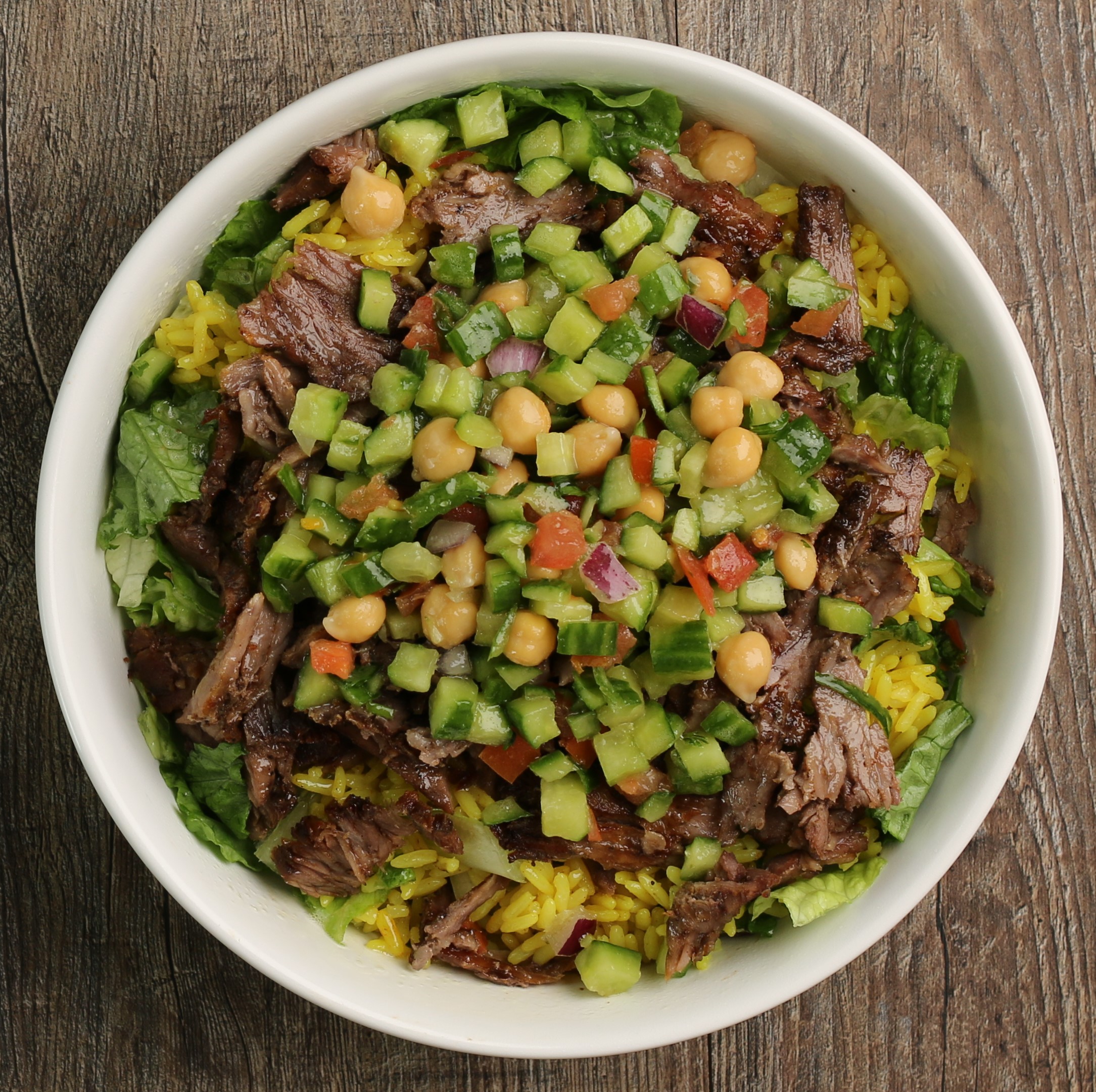 Order Beef Shawarma Bowl food online from Flame and Skewers store, Bakersfield on bringmethat.com