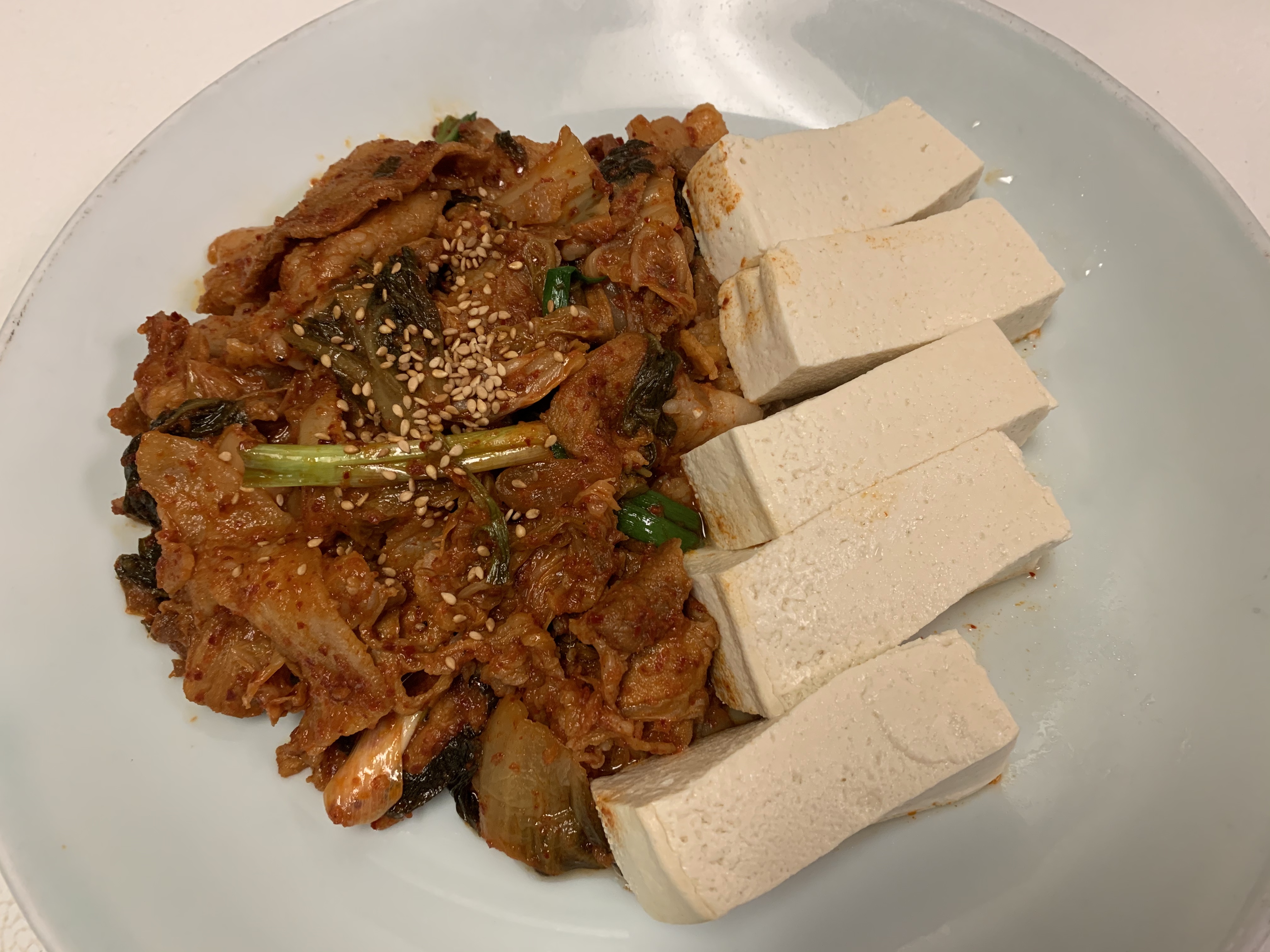 Order Stir-fried Kimchi with Tofu and Pork food online from Sura Bbq store, Medford on bringmethat.com