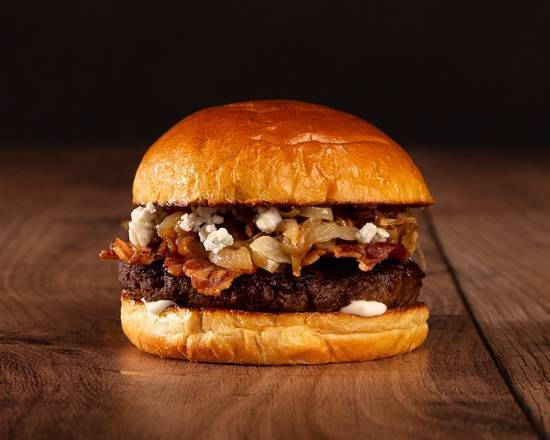 Order The Bacon Blue Cheese Burger food online from Ranch Burger Co. store, Detroit on bringmethat.com