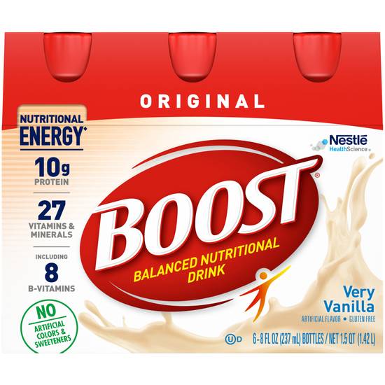 Order Boost Original Ready-to-Drink Nutritional Drink Very Vanilla (8 oz x 6 ct) food online from Rite Aid store, Wilmington on bringmethat.com