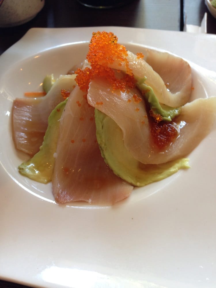 Order 16. Hamachi Carpaccio food online from Yama sushi restaurant store, Belmont on bringmethat.com