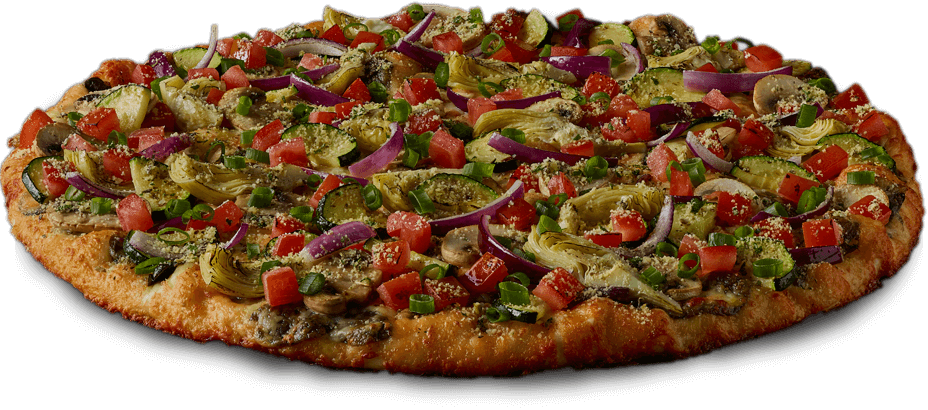Order Gourmet Veggie Pizza - Personal 6.5" food online from Round Table Pizza store, Burbank on bringmethat.com