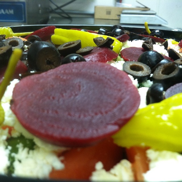 Order Greek Salad food online from Mr. Pizza and The Burrito Joint store, Ann Arbor on bringmethat.com