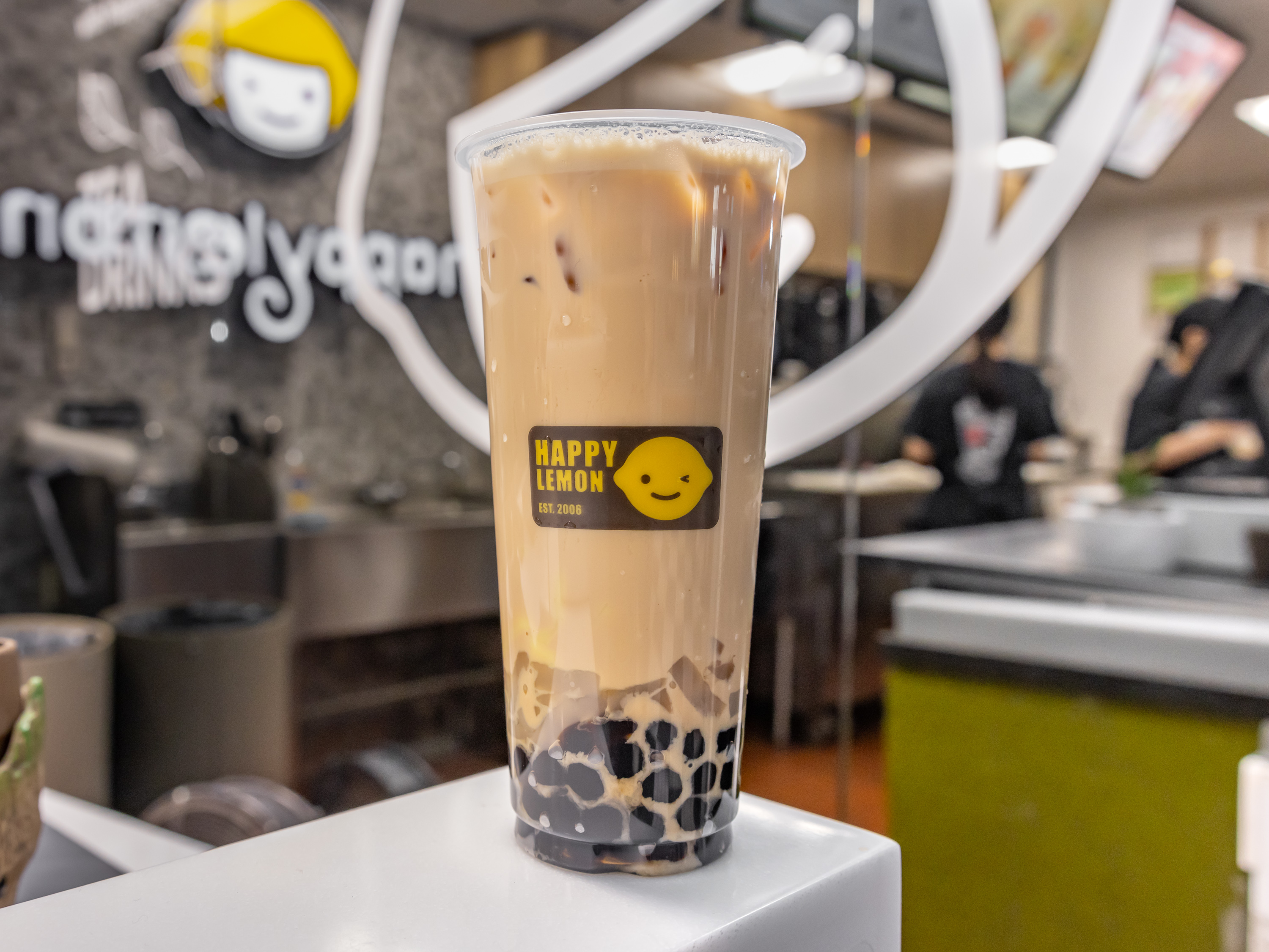Order A5. Cold Boba Milk Tea with Pudding and Lychee Jelly food online from Happy Lemon store, Boston on bringmethat.com