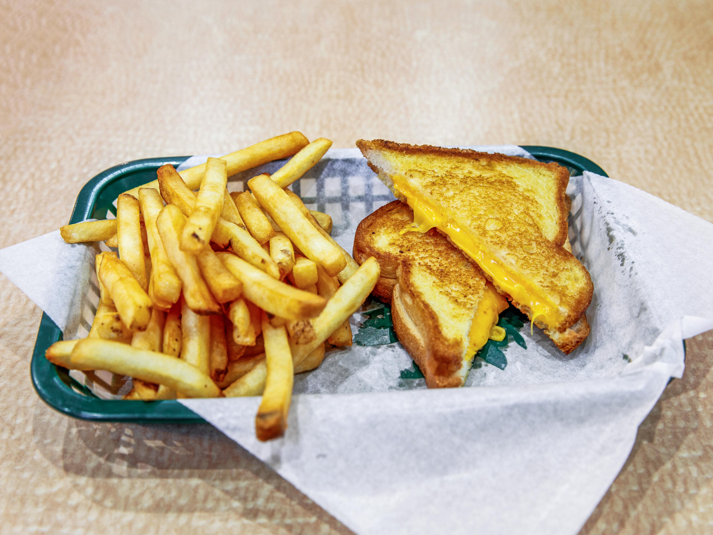 Order Grilled Cheese Sandwich with French Fries food online from The Burger Place store, Minneapolis on bringmethat.com