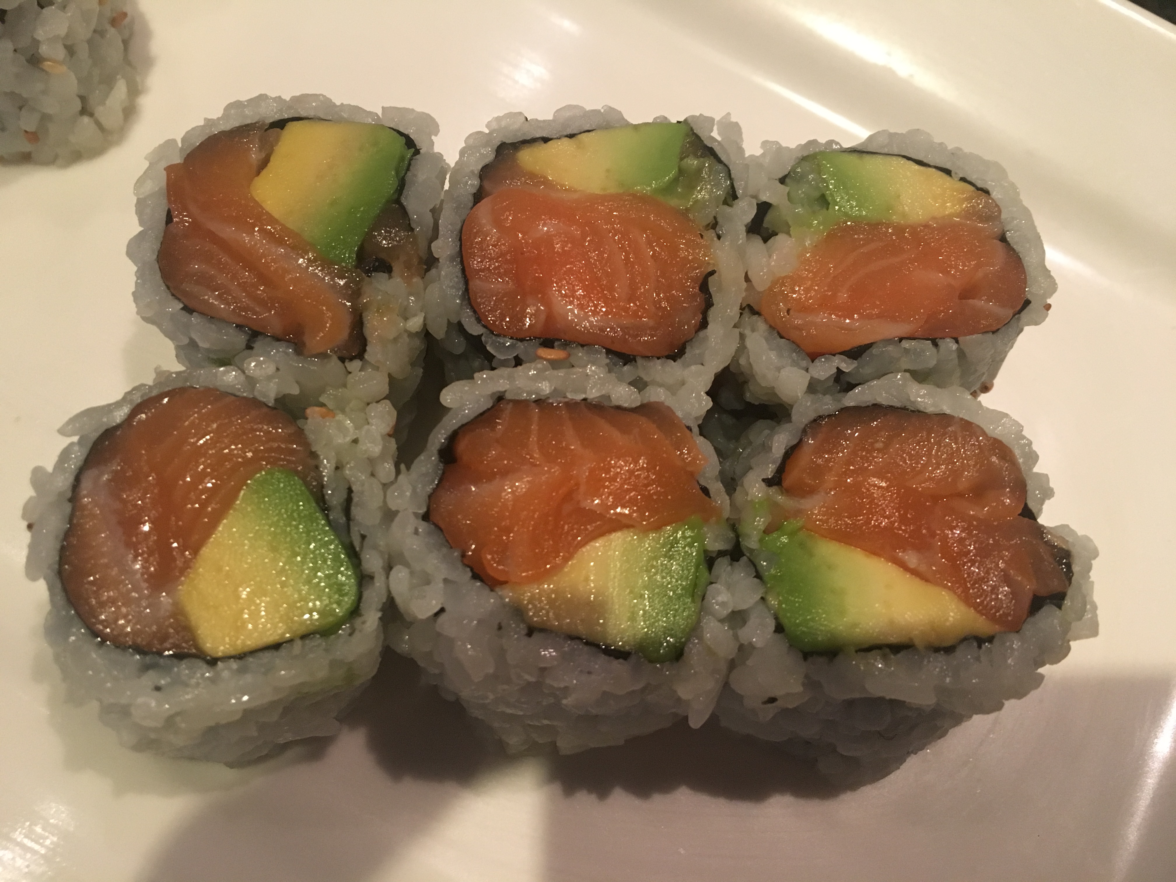 Order Salmon with Avocado and Scallion Roll food online from Palace of Japan store, Bronx on bringmethat.com