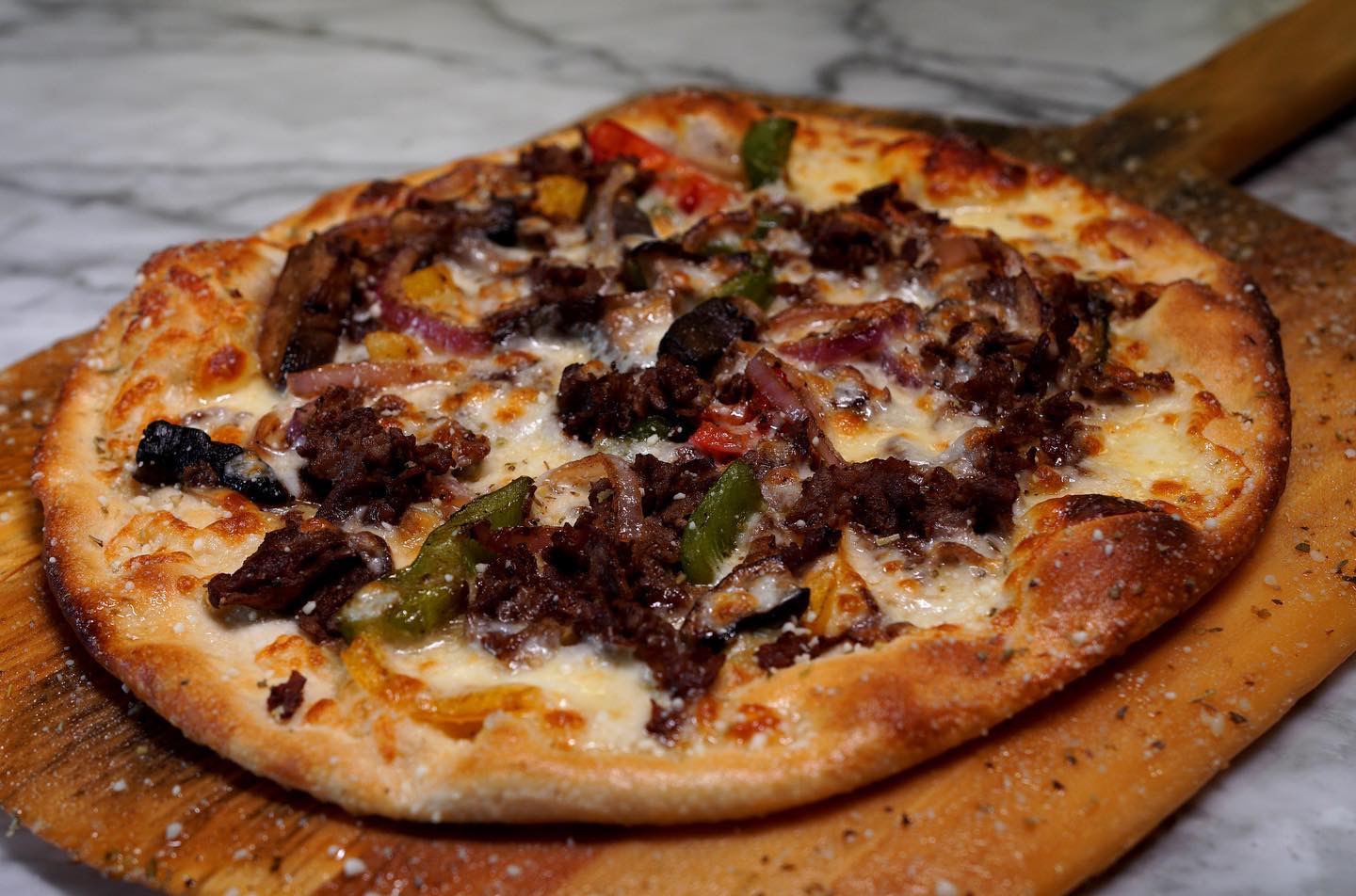 Order Cheesesteak Pizza food online from Cafe Del Sol store, Martinsburg on bringmethat.com