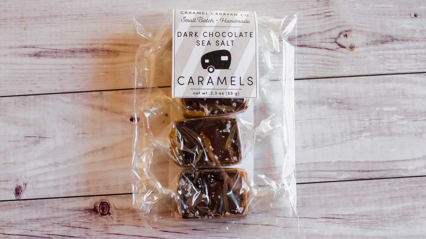 Order  Dark Chocolate Sea Salt Caramels, 4 pc food online from Rustic Bakery store, Novato on bringmethat.com