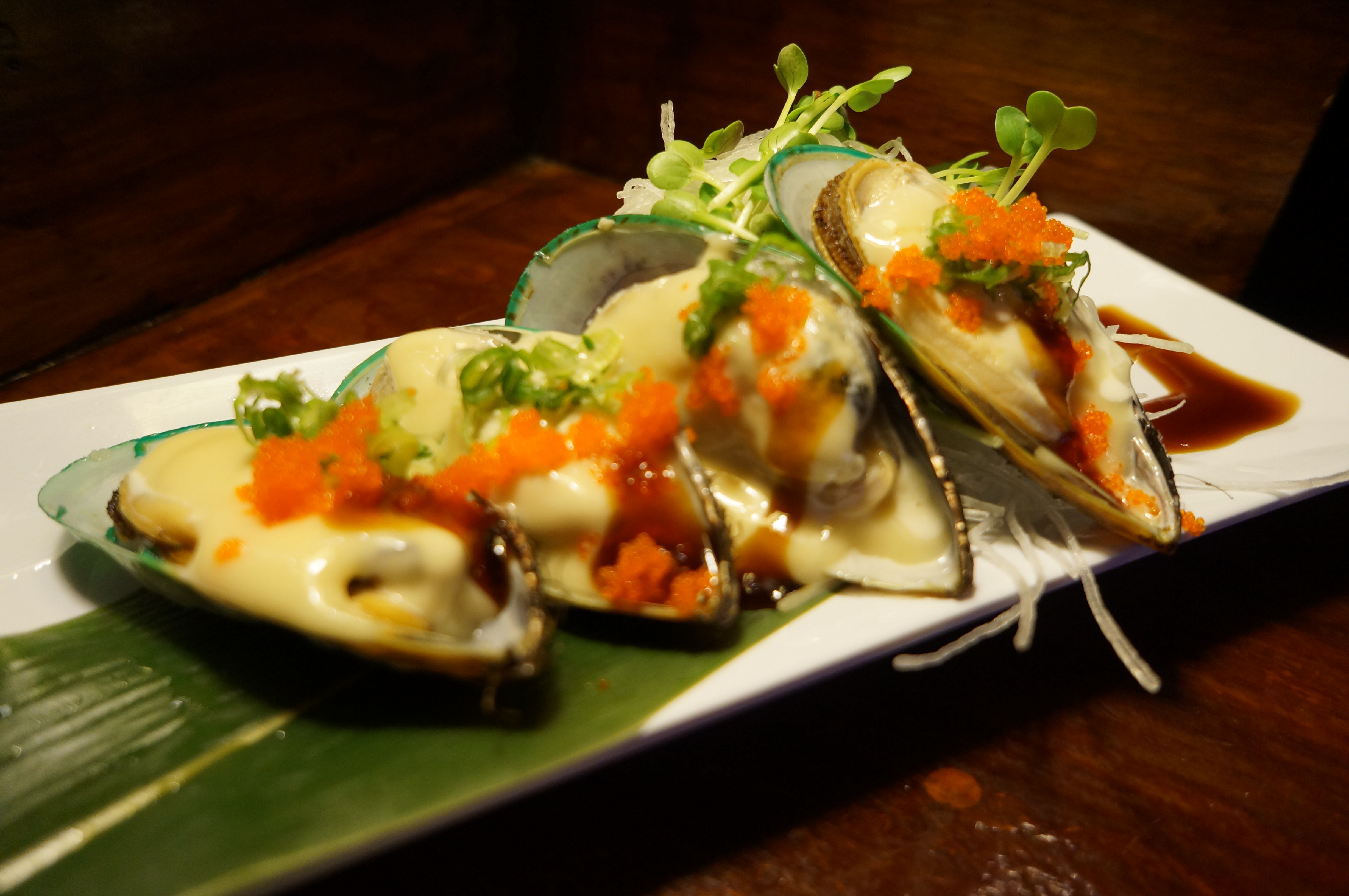 Order Baked Mussels food online from Tomo Sushi store, Laguna Woods on bringmethat.com