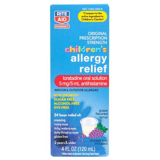 Order Rite Aid Children's Loratadine Syrup Grape (4 oz) food online from Rite Aid store, MILFORD on bringmethat.com