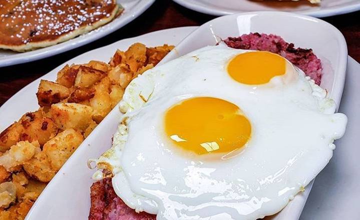 Order CORN BEEF Hash& Eggs food online from The Original Pancake House store, Baltimore on bringmethat.com