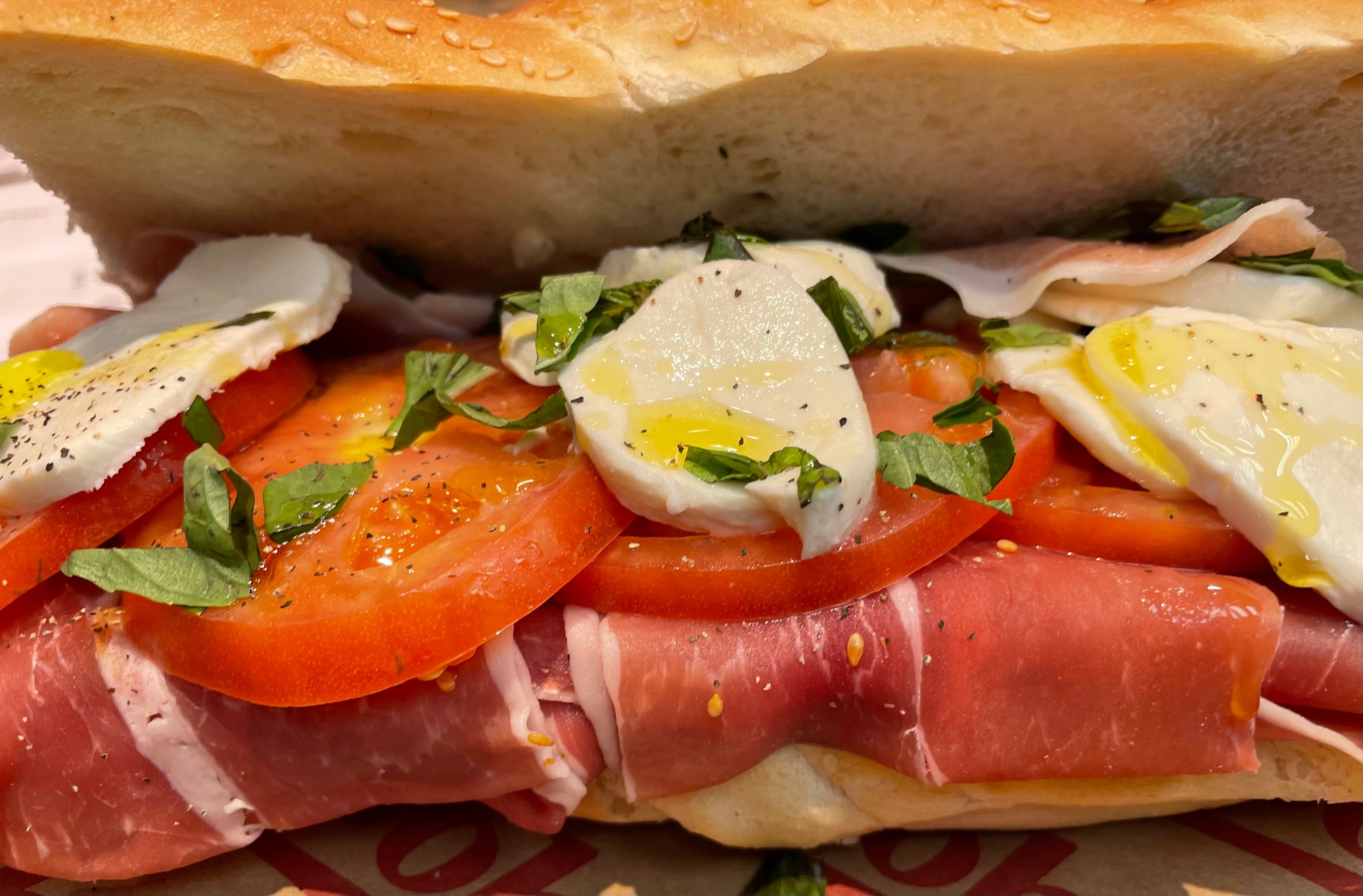 Order Prosciutto Caprese Sandwich food online from Bob'S Italian Foods store, Medford on bringmethat.com
