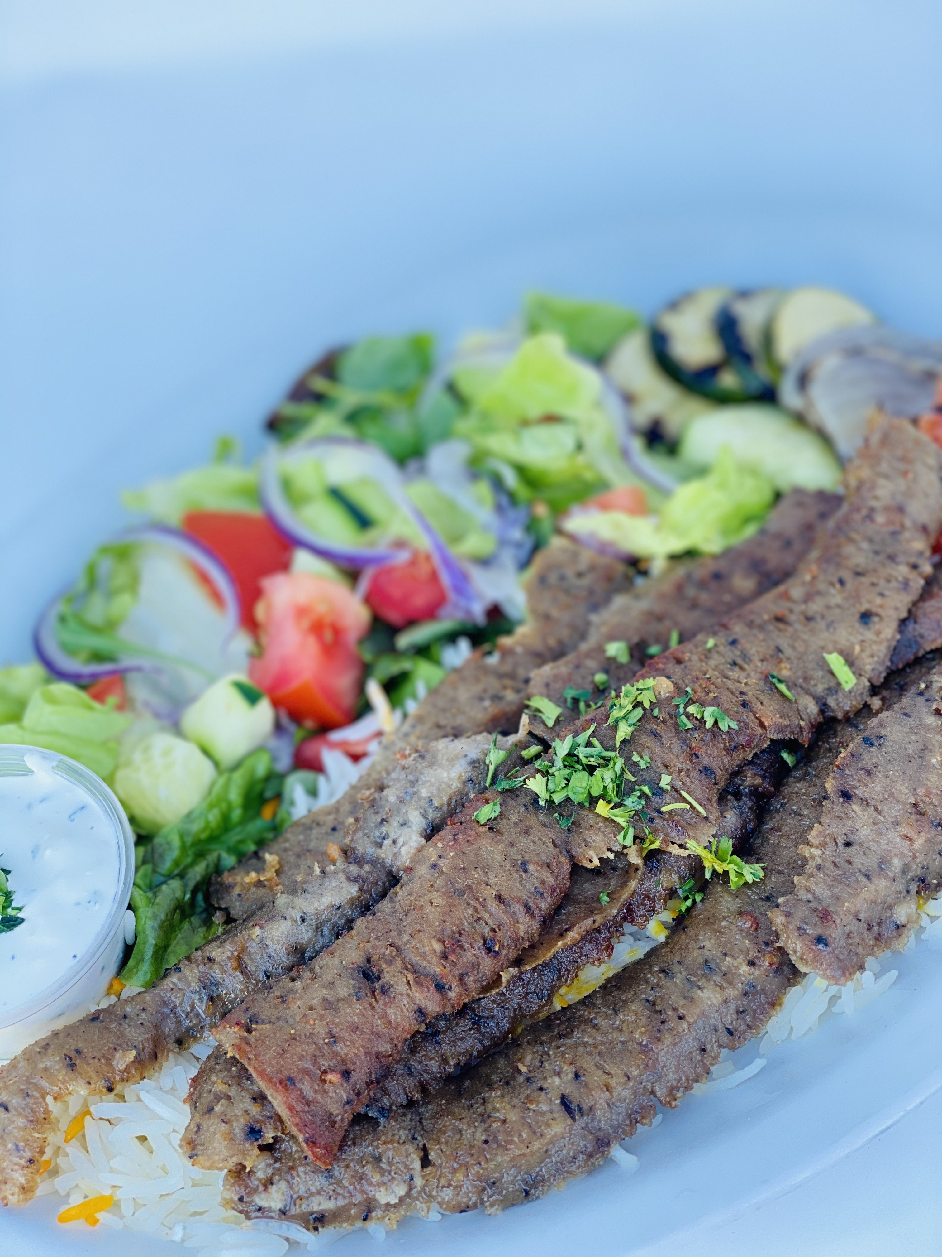 Order Lamb Gyro Plate food online from Off The Boat Fish Grill store, Tustin on bringmethat.com