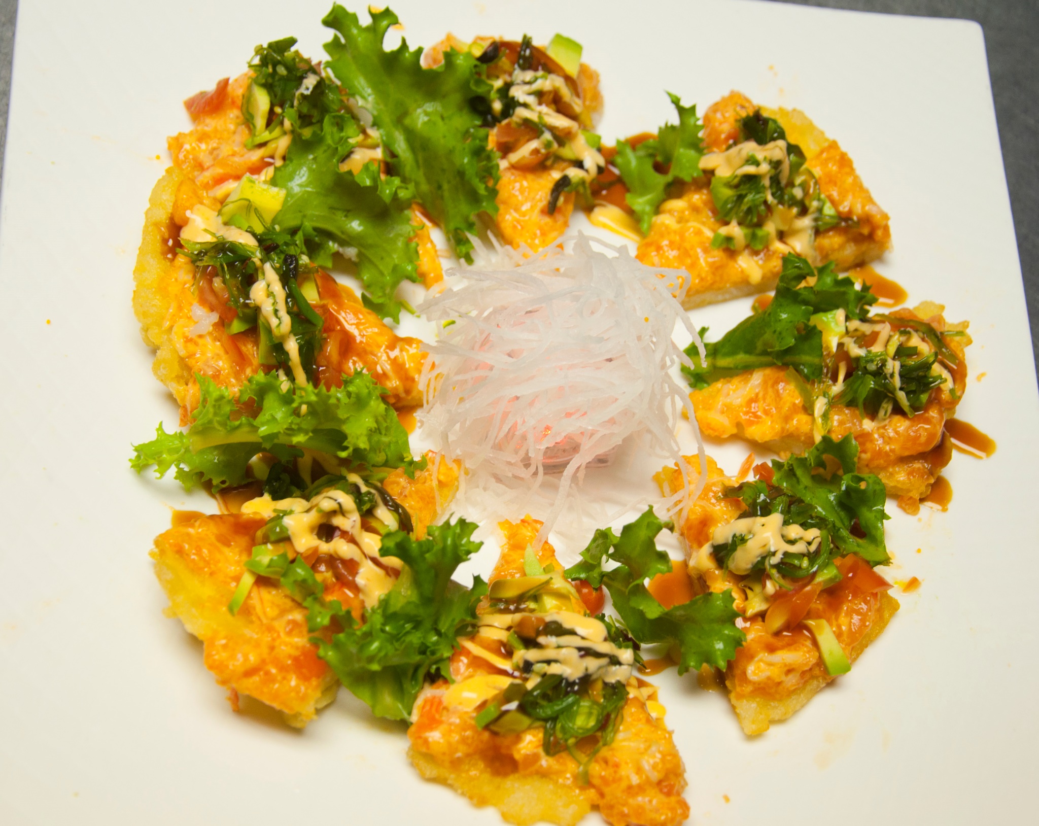 Order Spicy Salmon Pizza food online from Mizu Japanese Restaurant store, Niles on bringmethat.com