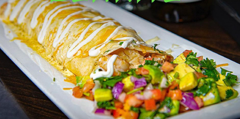 Order Seafood Burrito food online from Tequila Sunrise store, Fishers on bringmethat.com