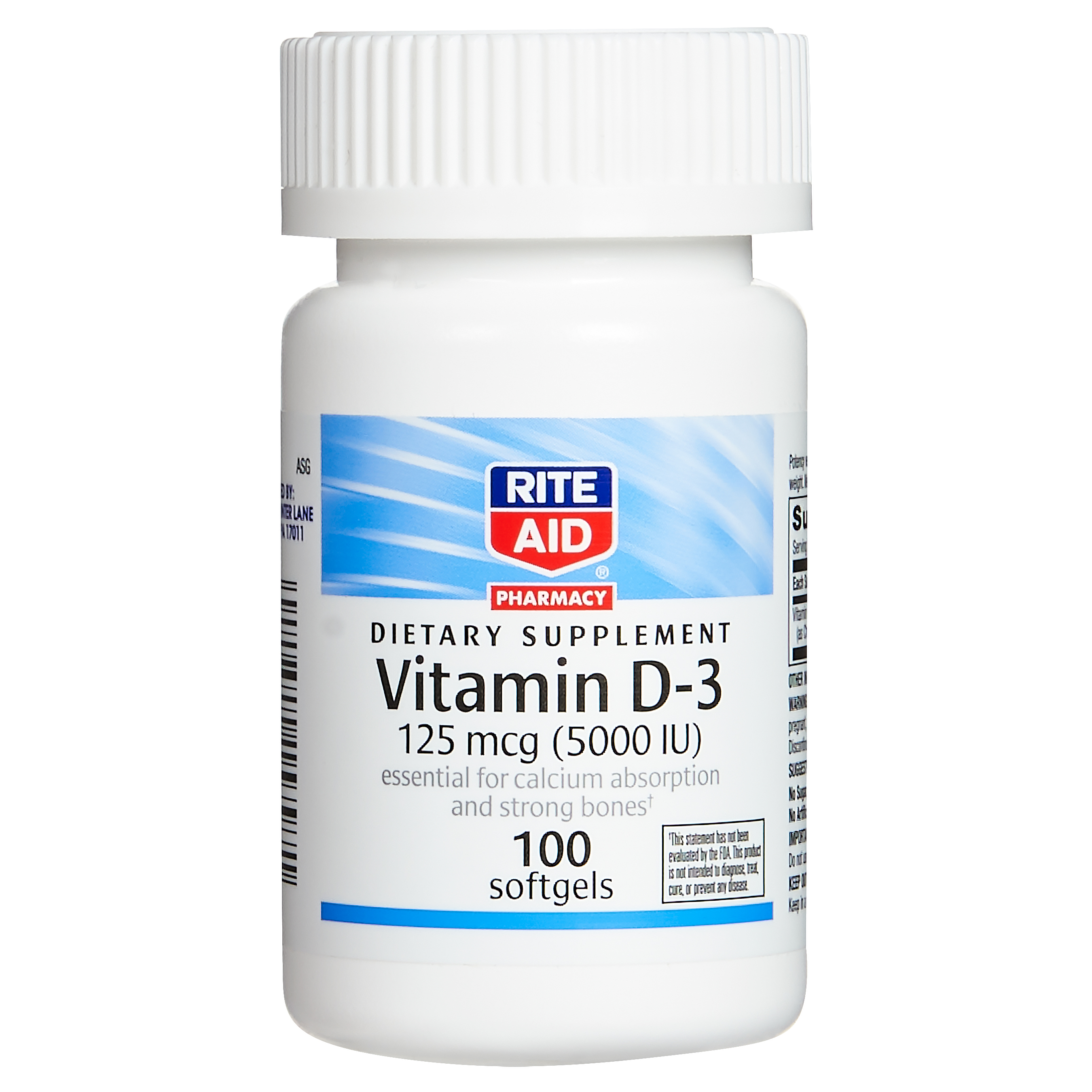 Order Rite Aid Vitamin D-3 Softgels, 125mcg - 100 ct food online from Rite Aid store, Chino Hills on bringmethat.com