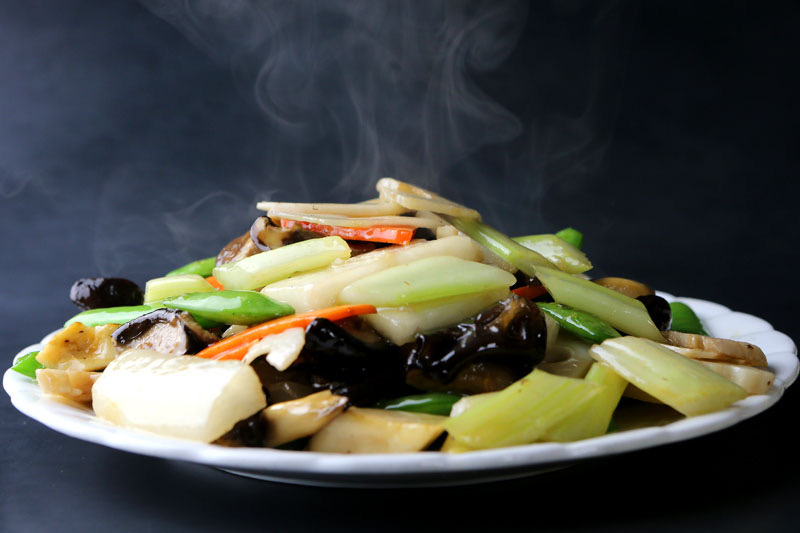 Order J10. Stir-Fried Sugar Pea and Fresh Chinese Yam with Assorted Mushroom      鲜淮山甜豆炒什菌 food online from Feng Ze Yuan store, San Francisco on bringmethat.com